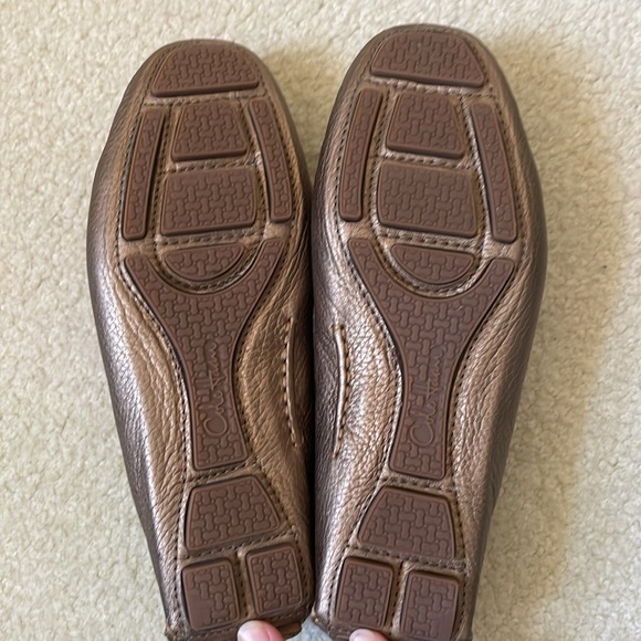 Cole Haan gold driving loafers Sz 6 pebbled leather - Picture 6 of 9